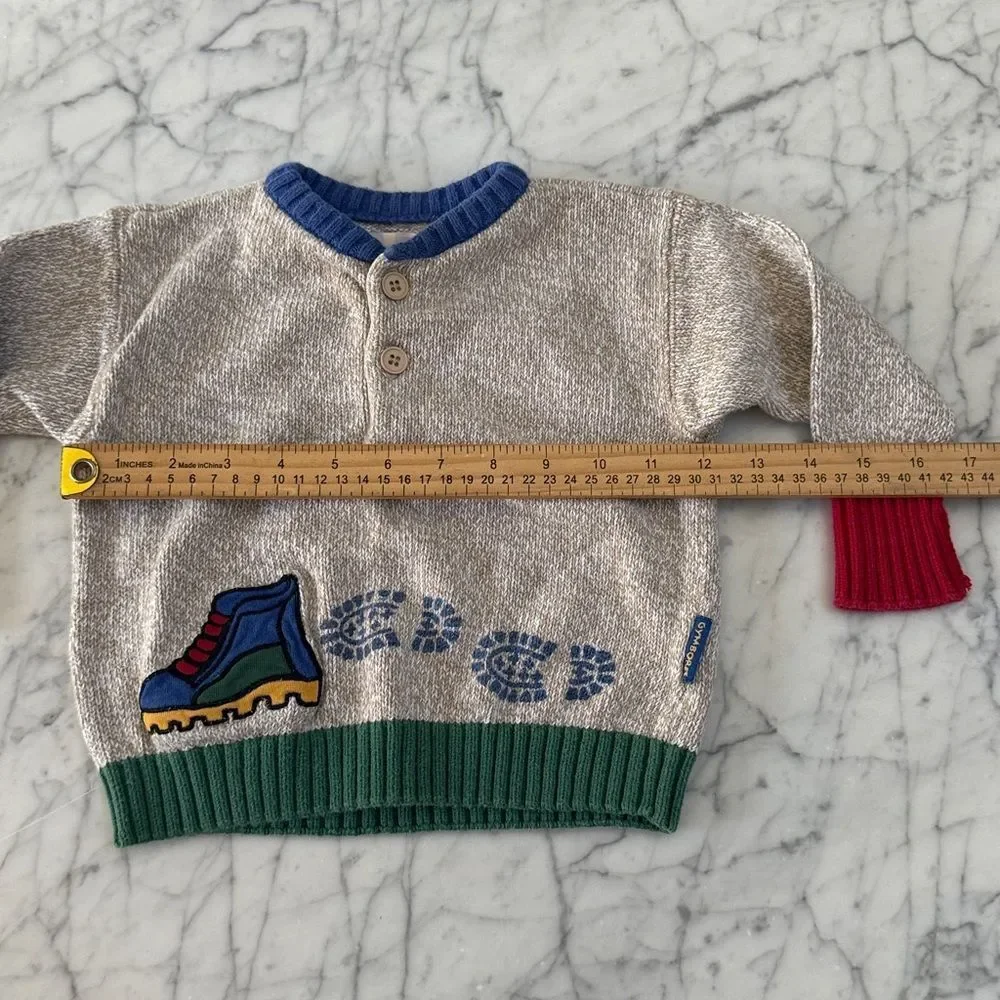 Vintage Gymboree Sneaker Colorblock Ribbed Knit Sweater Sz XS 2T Rainbow Tag